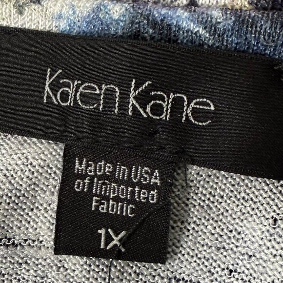 Karen Kane Women's Asymmetrical Blouse Top Size 1X Blues and Gray - Picture 2 of 9